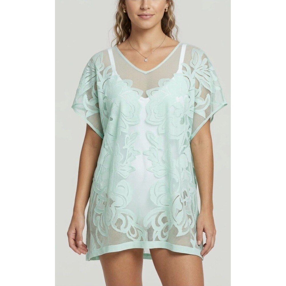 Xhilaration Dress Women Medium Boho Lace Sheer Oversize Top Tunic Swim Cover Up